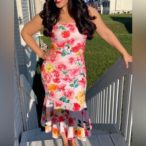 EUC Laundry by Shell Segal Floral Trumpet Cocktail Dress